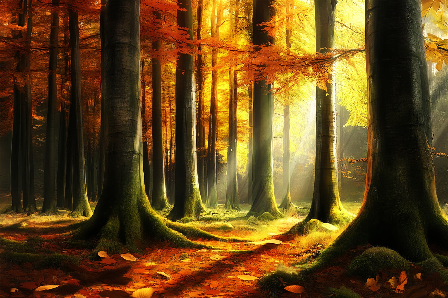 Herbst-Naturkulisse Mystisches Licht Herbstwald Herbst Fotohintergrund CSH58-231