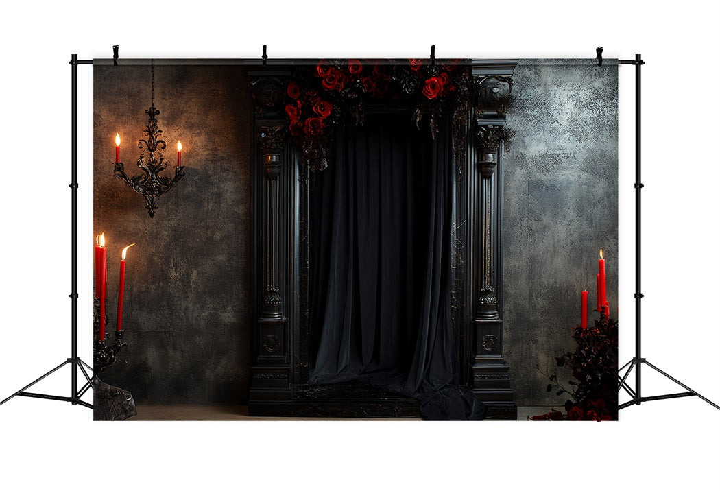 Boudoir Sexy Fotohintergrund Gothic Black Candle Roses Boudoir Fotohintergründe CSH58-249