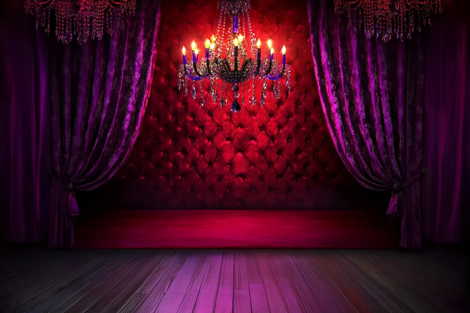 Boudoir Sexy Studio Hintergrund Crimson Velvet Chandelier Glow Boudoir Hintergründe CSH58-250