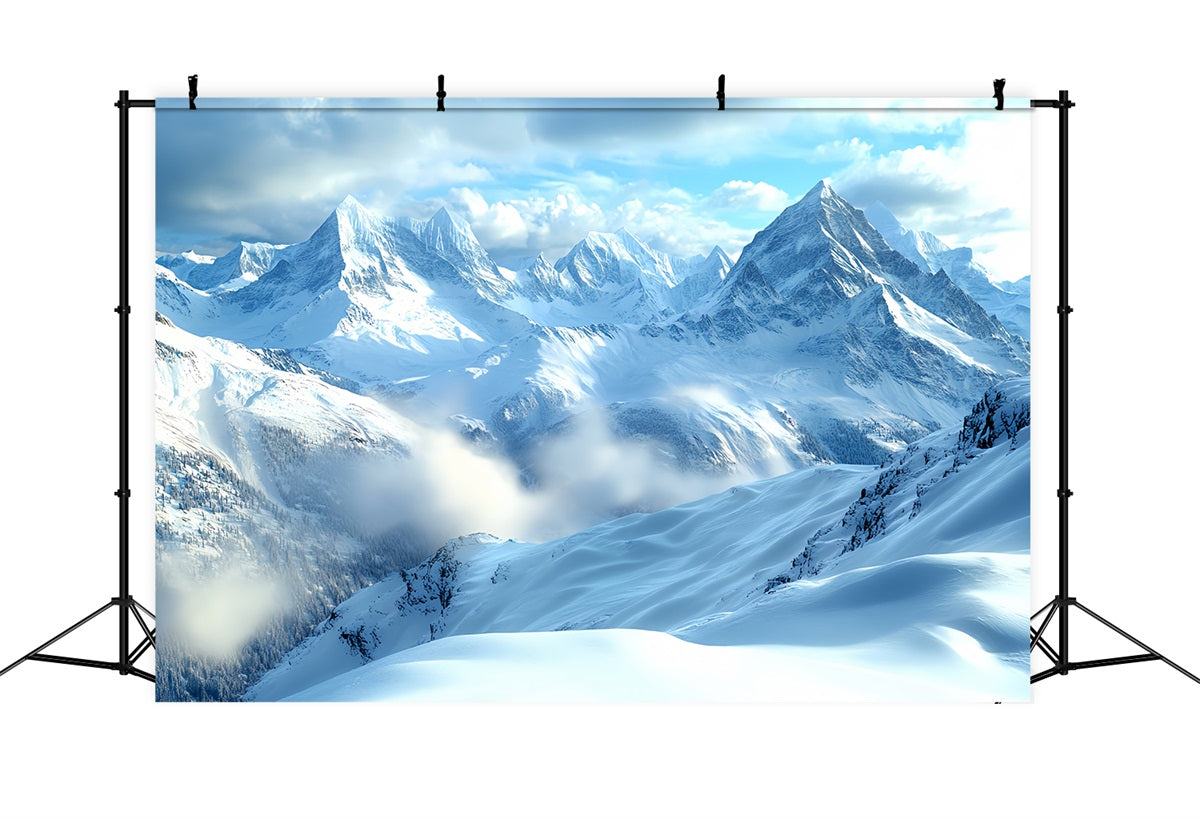 Natur Backdrop Klarer Himmel Rolling Schneey Mountains Winter Fotografie Studiohintergrund CSH58-40