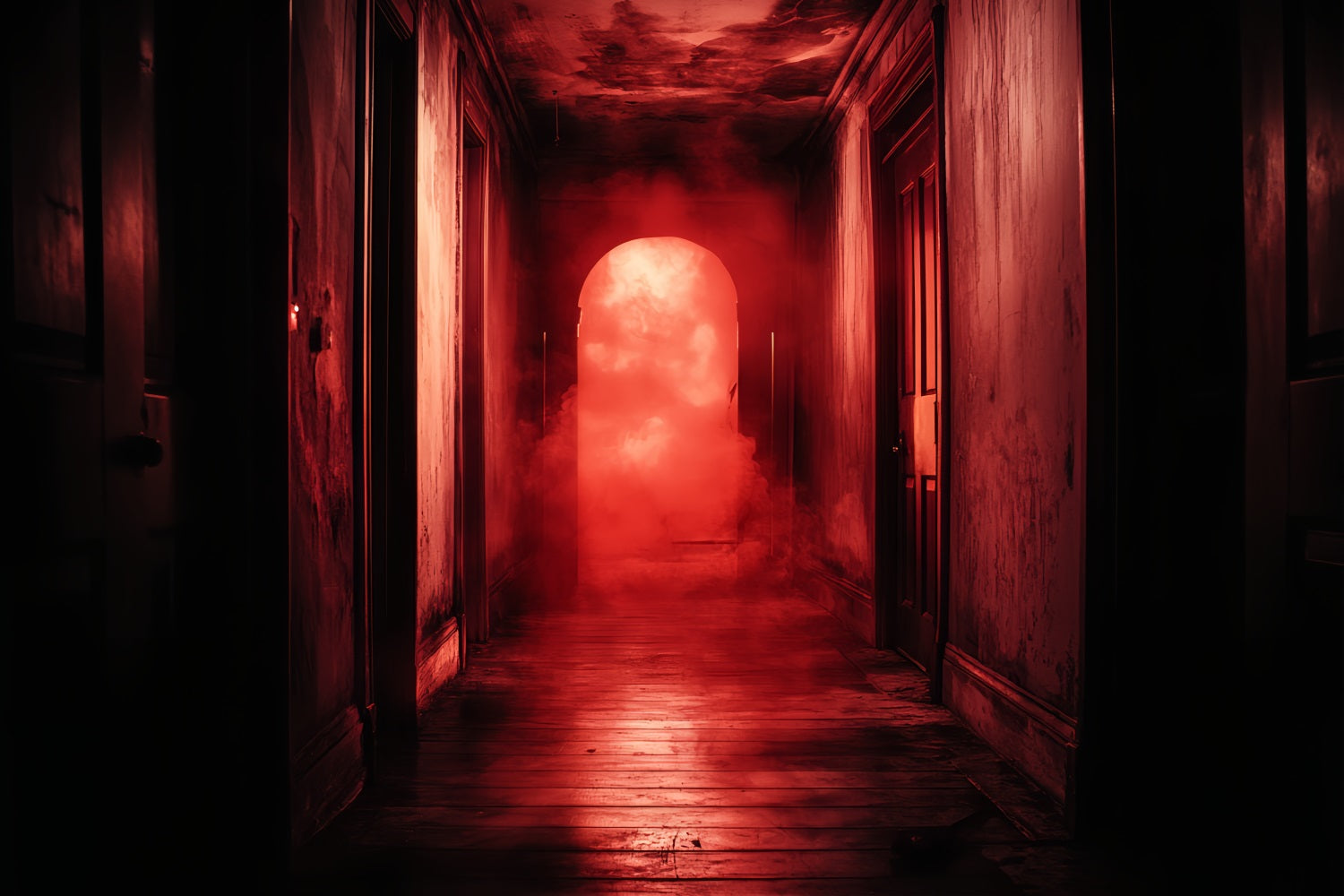 Spooky Backdrop Haunted Red Fog Hallway Halloween Fotokulisse CSH58-55
