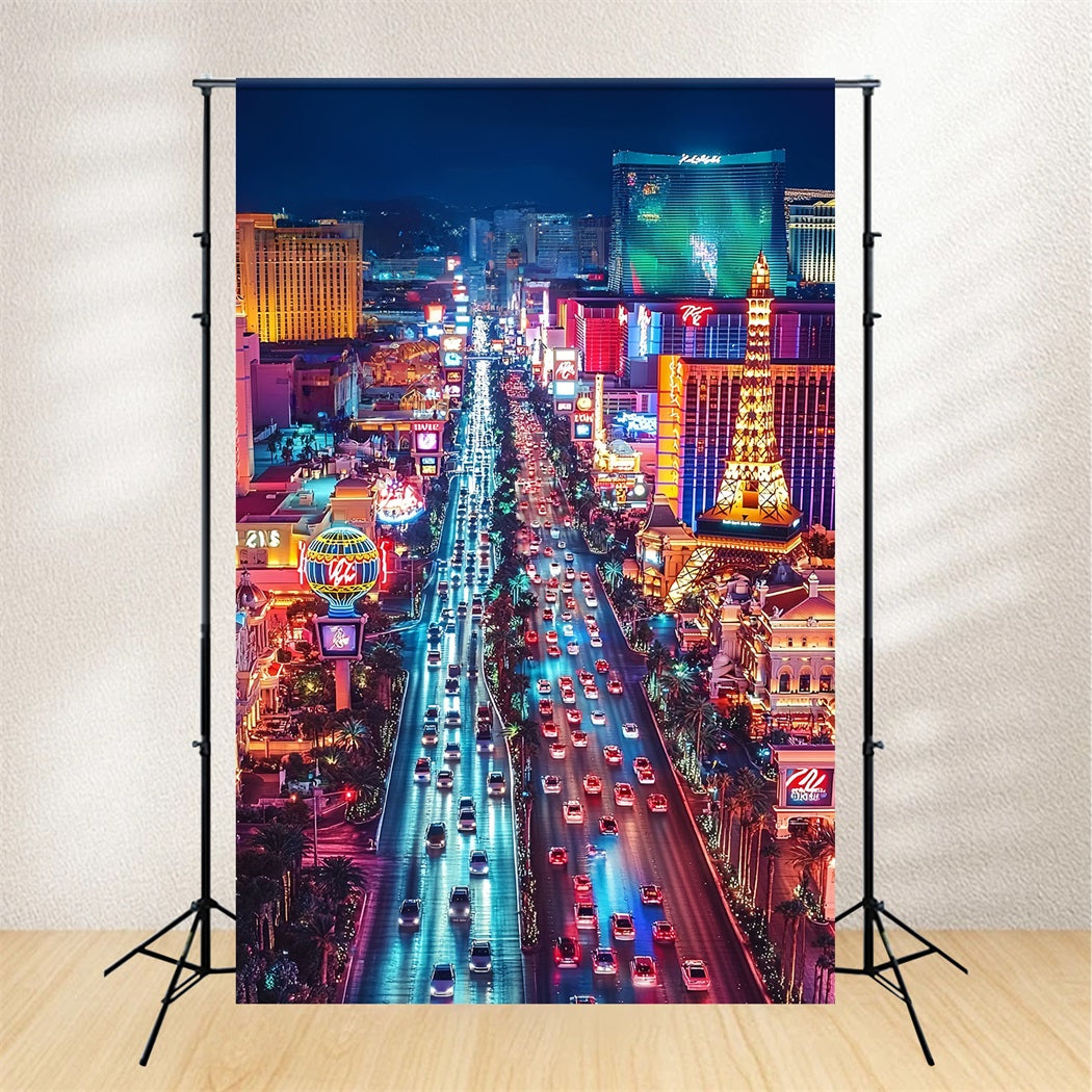 Las Vegas Backdrop Stadt der Nacht Overlook Traffic Vegas FotoFotohintergrund CSH58-6