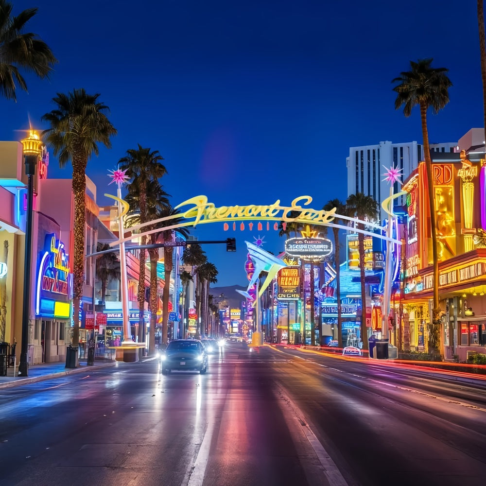 Las Vegas Backdrop Fremont East District Neon Street Las Vegas FotoFotohintergrund CSH58-7