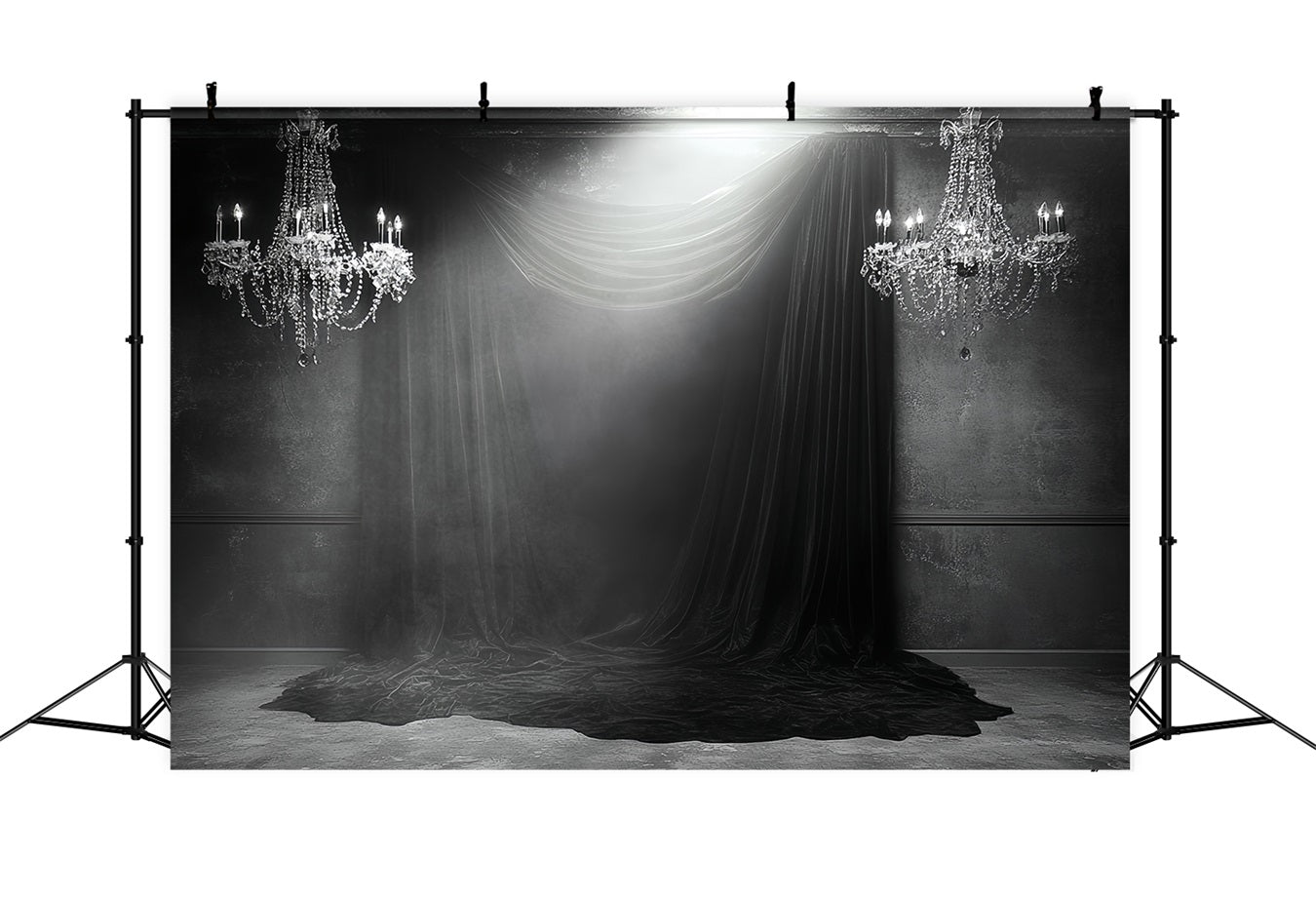 Dunkler Fotohintergrund Dunkler Samt Kronleuchter Drapierungen Halloween Fotokulisse CSH58-76
