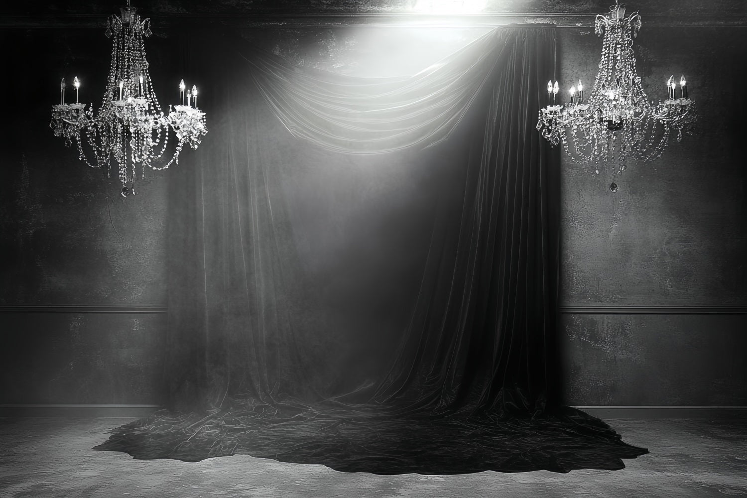 Dunkler Fotohintergrund Dunkler Samt Kronleuchter Drapierungen Halloween Fotokulisse CSH58-76