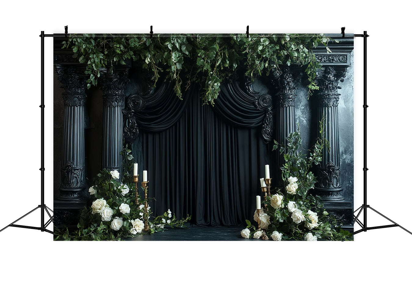 Dunkle Kulisse Schwarze Säulenrosen Kerzen Halloween Fotohintergrund für Fotos CSH58-77