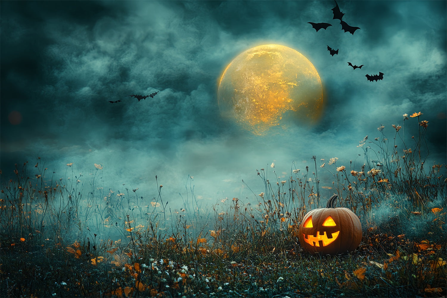 Nachthimmel Backdrop Kürbis mondbeschienener Nachthimmel Halloween Backdrop CSH58-81