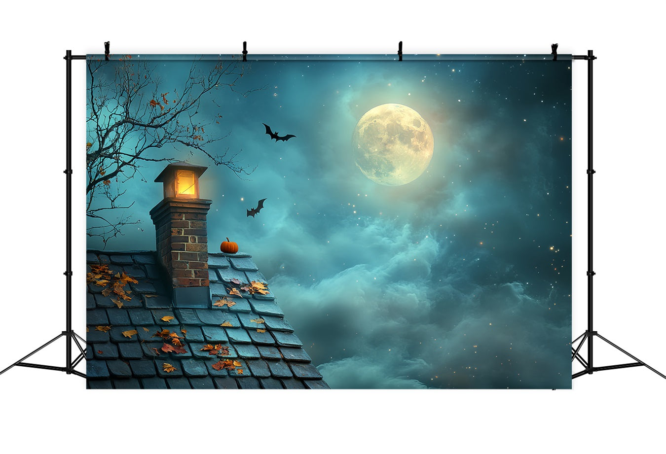Nachthimmel Backdrop Kürbis Dach Sternenhimmel Mond Halloween Studio Hintergrund CSH58-82