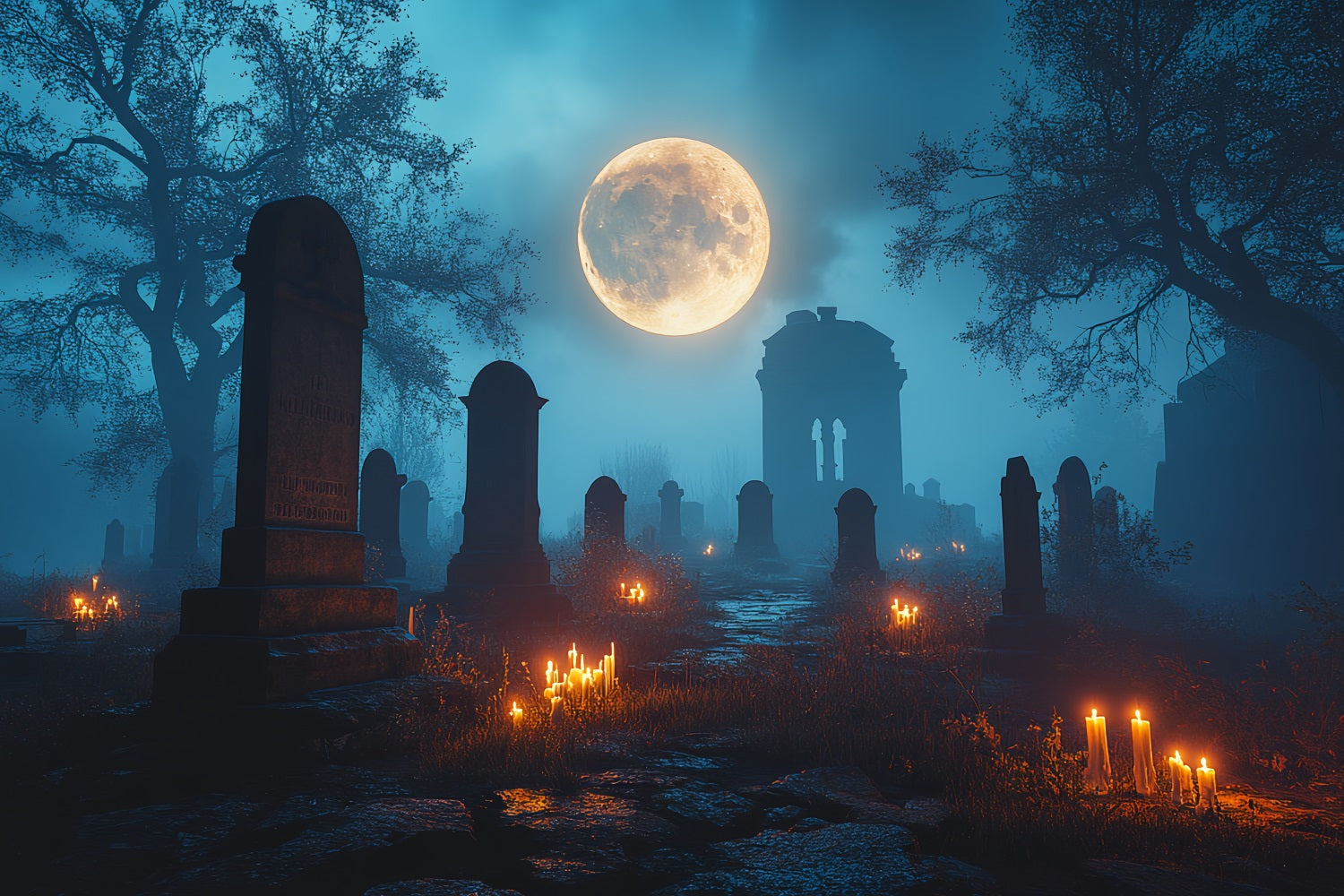 Friedhof Backdrop Friedhof Vollmond Glühen Halloween Backdrop Ideen CSH58-93