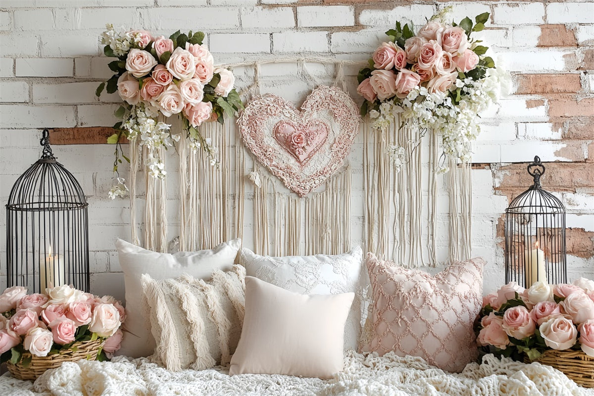 Backsteinmauer-Hintergrund Blush Rose Brick Romance Backdrop CSH6-131