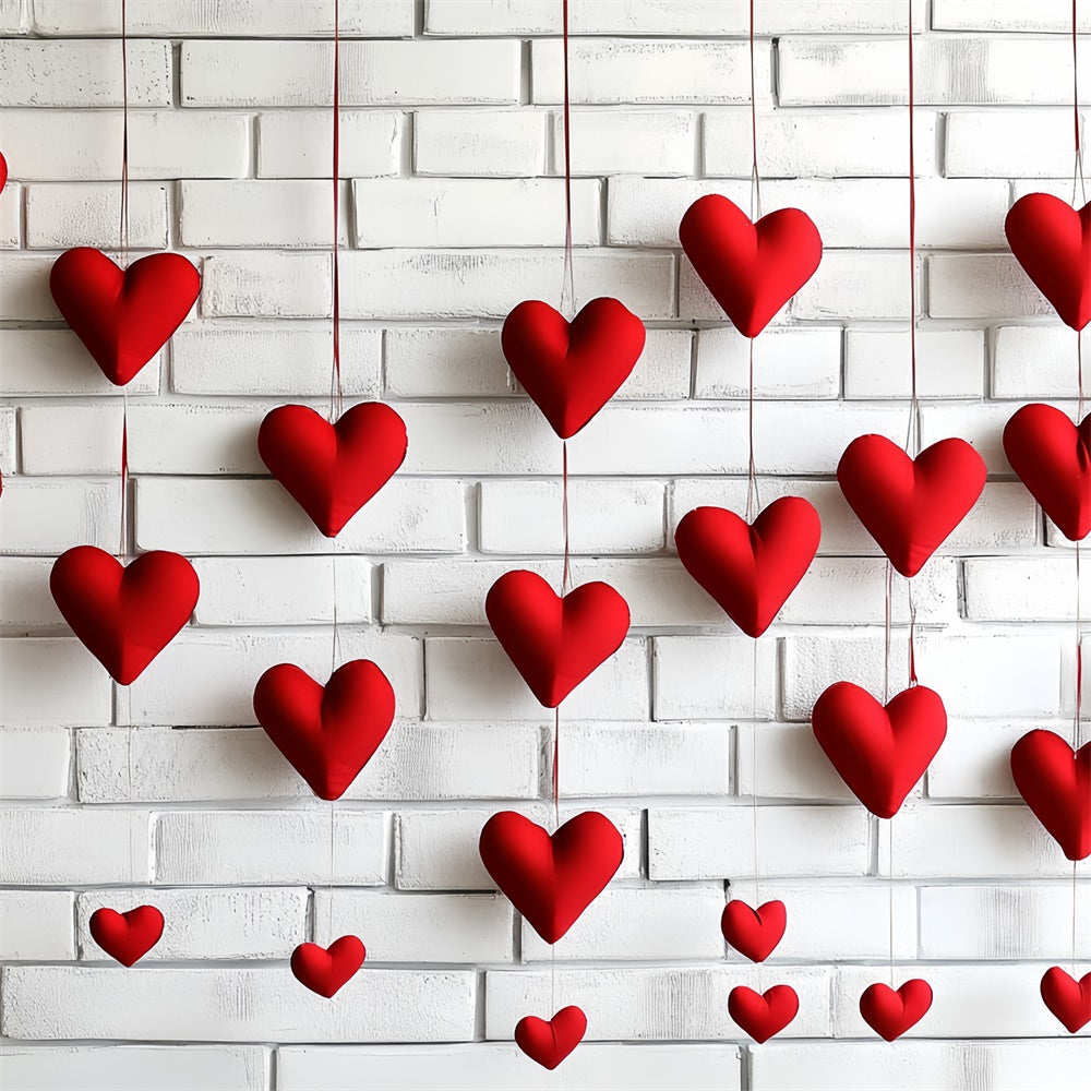 Valentine's Backdrop Minimalistisch Rotes Herz Backsteinmauer Hintergrund CSH6-132