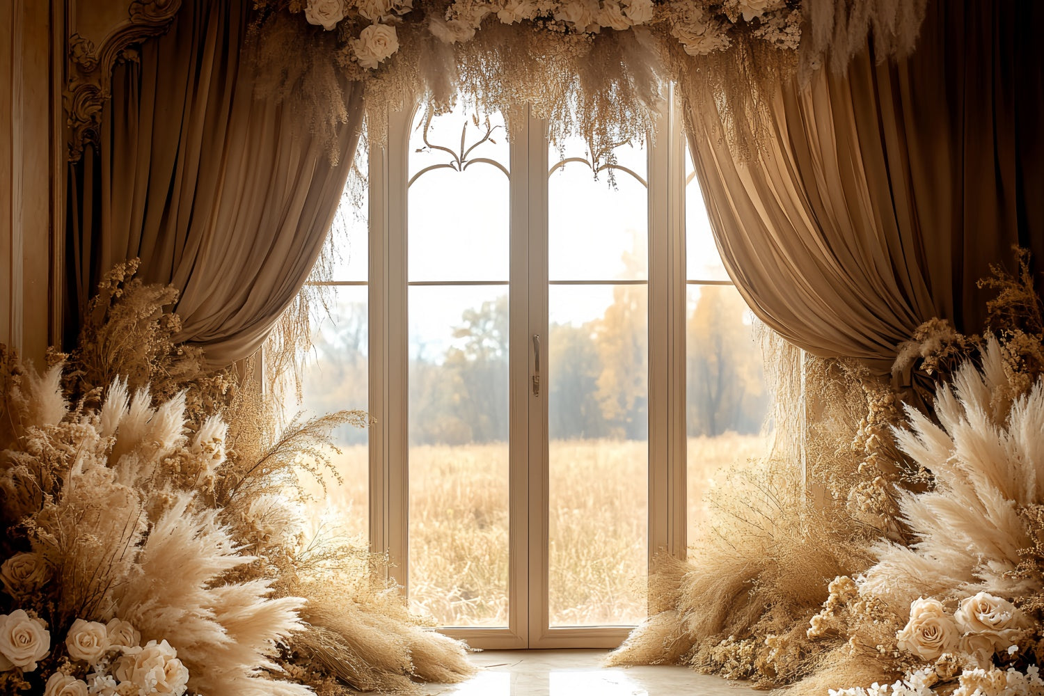 Boho Backdrops Luxe Fenster Romantik Herbst Fotohintergrund CSH6-190