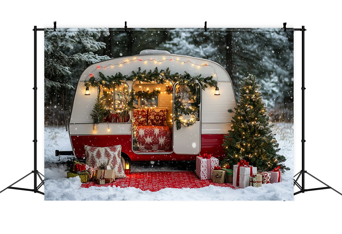 Weihnachten Backdrop für Fotos Retro Holiday Camper Hintergrund CSH6-260