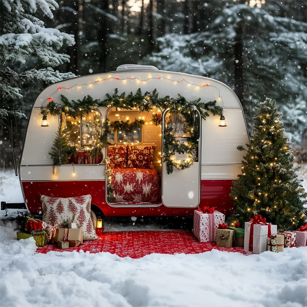 Weihnachten Backdrop für Fotos Retro Holiday Camper Hintergrund CSH6-260