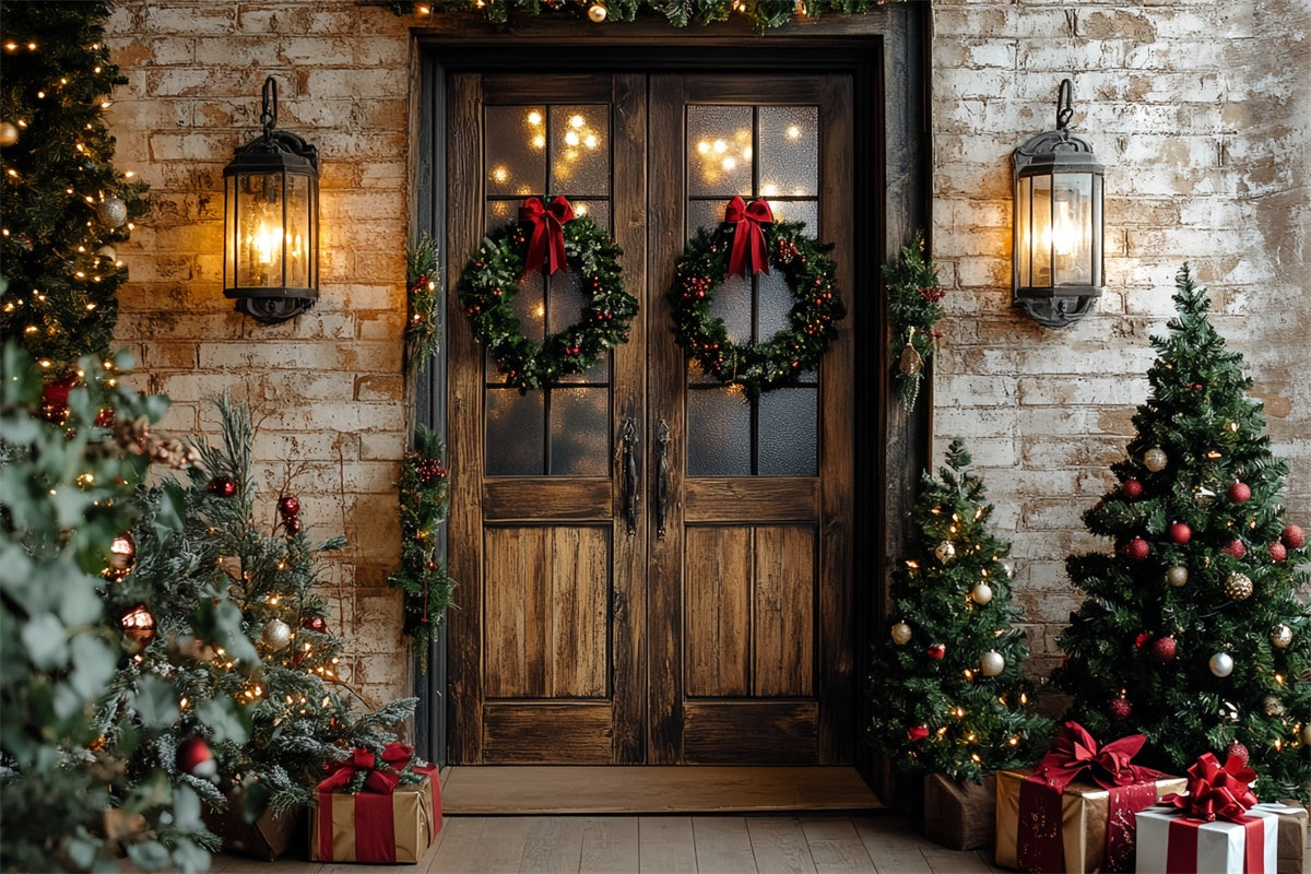 Weihnachten Backdrops für Fotografie Warm Glow Porch Backdrop CSH6-261