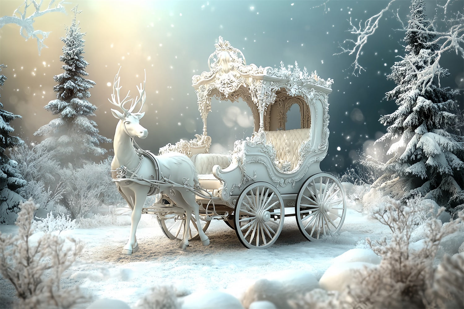 Weihnachten Backdrops Enchanted Winter Carriage Backdrop CSH6-285