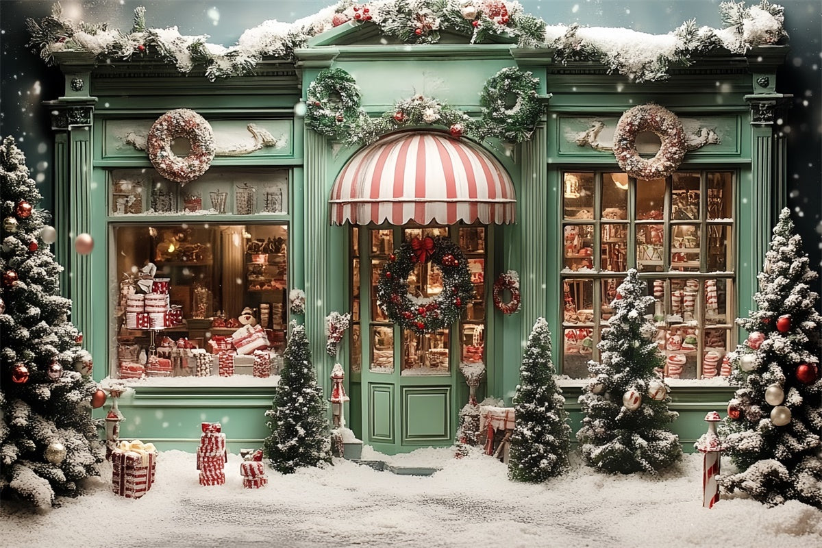 Weihnachten Fotografie Backdrops Grün Holiday Shop Backdrop CSH6-289