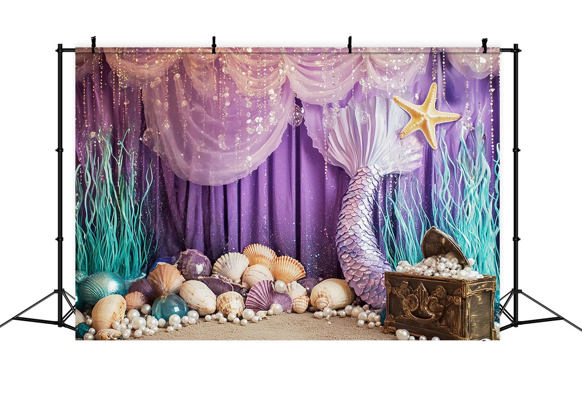 Cake Smash Backdrop Mädchen lila Meerjungfrau Perle Backdrop CSH6-297