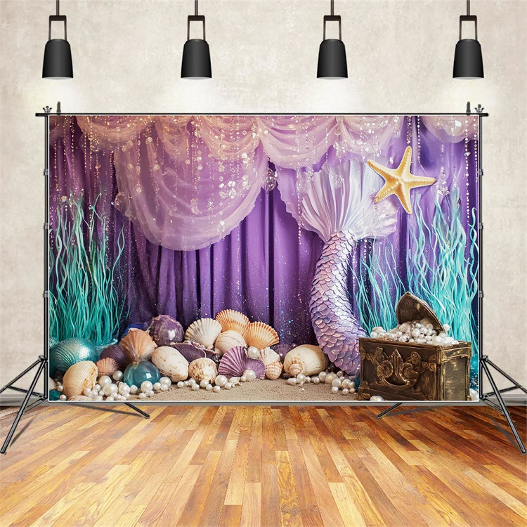Cake Smash Backdrop Mädchen lila Meerjungfrau Perle Backdrop CSH6-297
