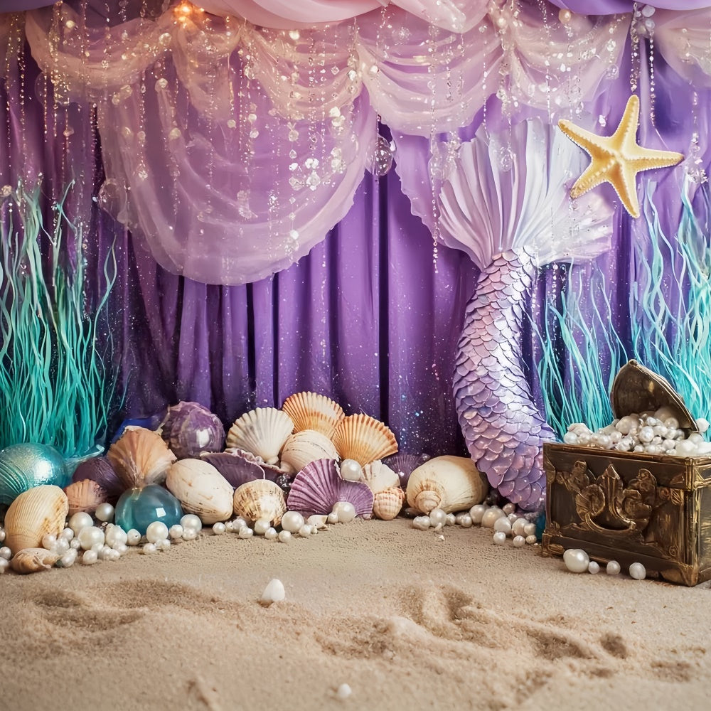 Cake Smash Backdrop Mädchen lila Meerjungfrau Perle Backdrop CSH6-297