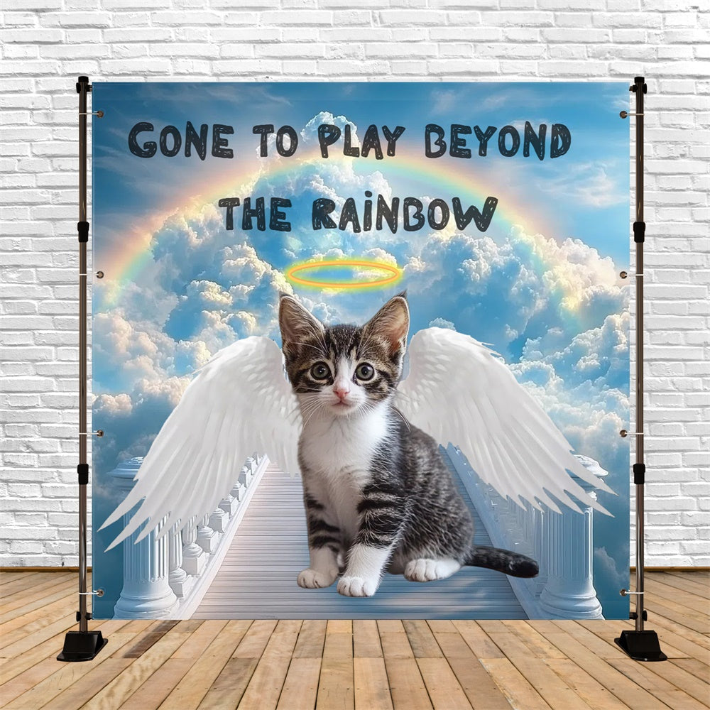 Memorial Backdrop Ideen Engel Kätzchen Regenbogen Customized Backdrop CSH6-354
