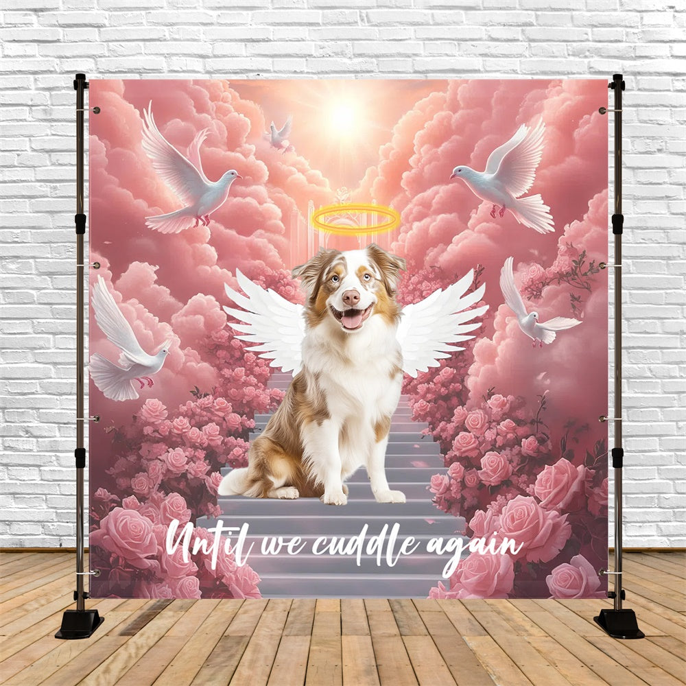 Gedenkkulisse Rose Wolke Welpe Abschied Personalisierte Kulisse CSH6-356