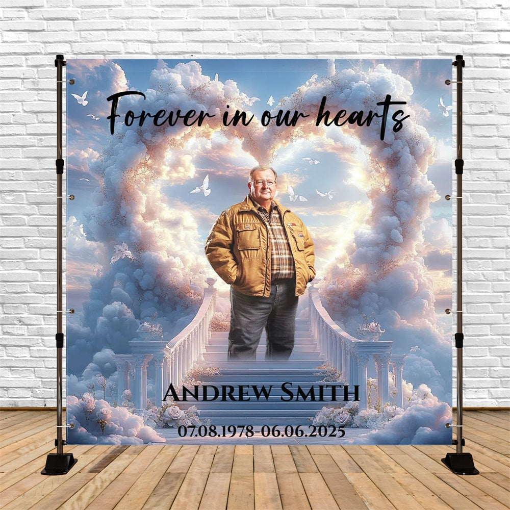 Memorial Backdrop Ideen Taube Himmel Wolke Herz Custom Backdrop CSH6-357
