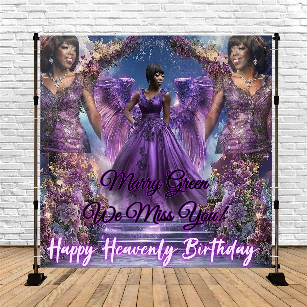 Gedenk-Hintergrund Violette Blüte Geburtstag Tribut Custom Backdrop CSH6-362