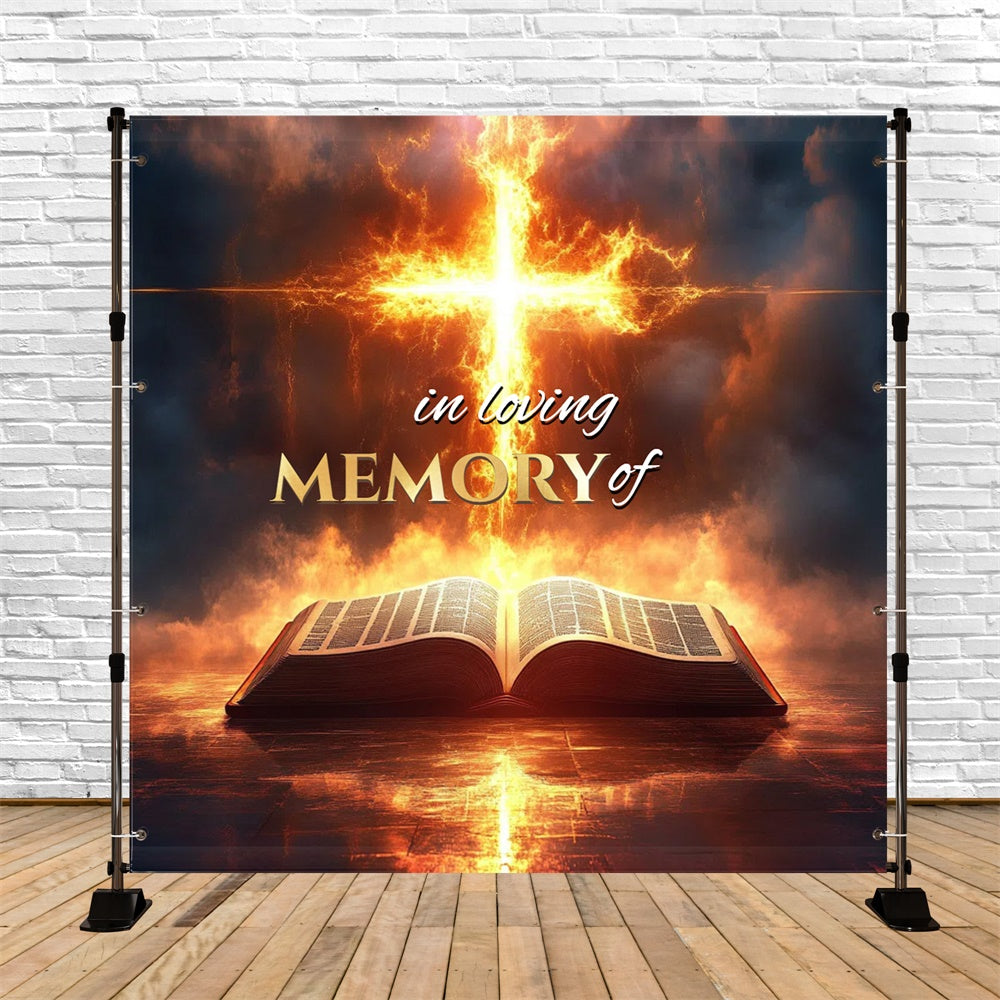 Gedenkkulisse Schrift Flamme Horizont Personalisierte Kulisse CSH6-389