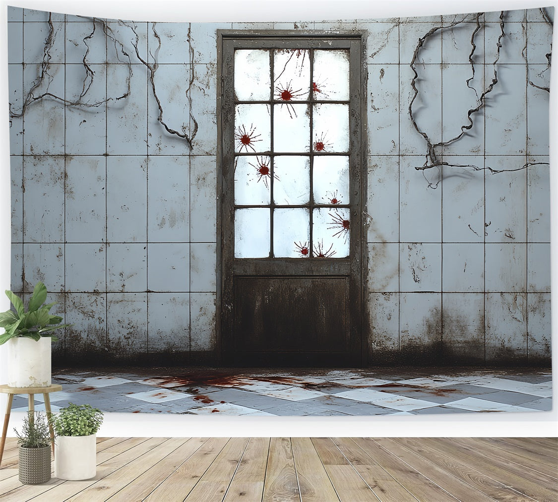 Halloween Fotohintergrund Rissige Wand Gruseliger Türhintergrund CSH6-67