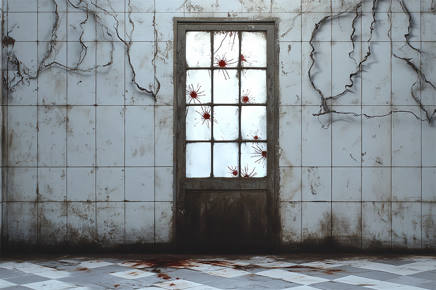 Halloween Fotohintergrund Rissige Wand Gruseliger Türhintergrund CSH6-67