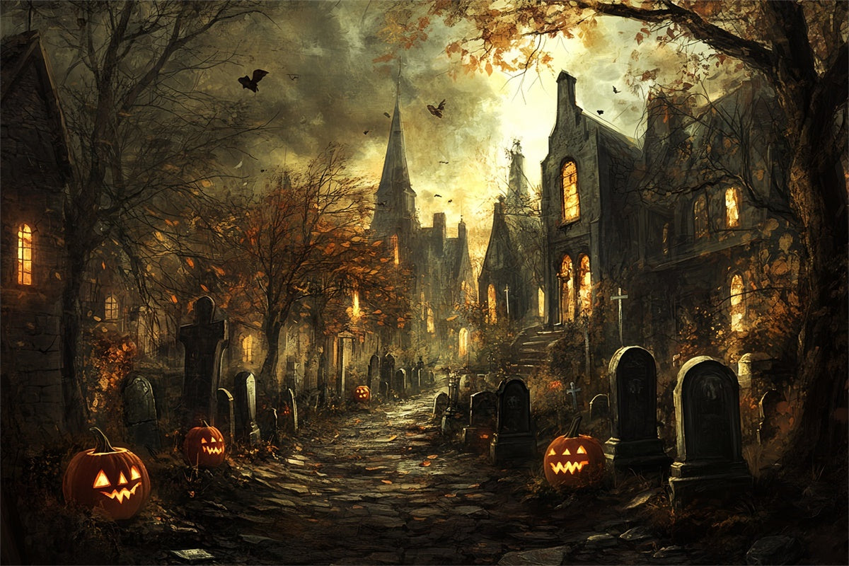 Halloween Friedhof Backdrop Spooky Cemetery Trail Backdrop CSH6-98