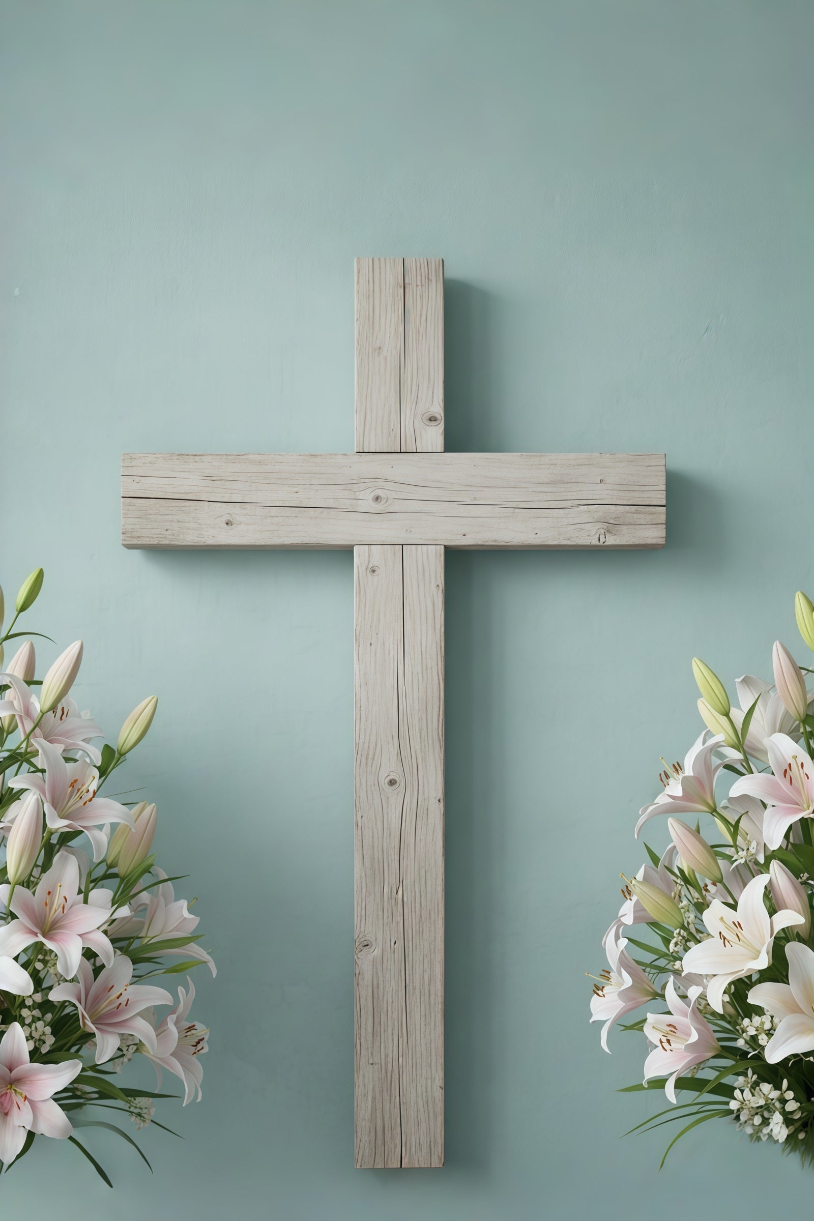 Oster-Fotohintergrund für die Kirche Rustikales Holzkreuz Lilie Oster-Hintergrund für Fotos CSH61-10