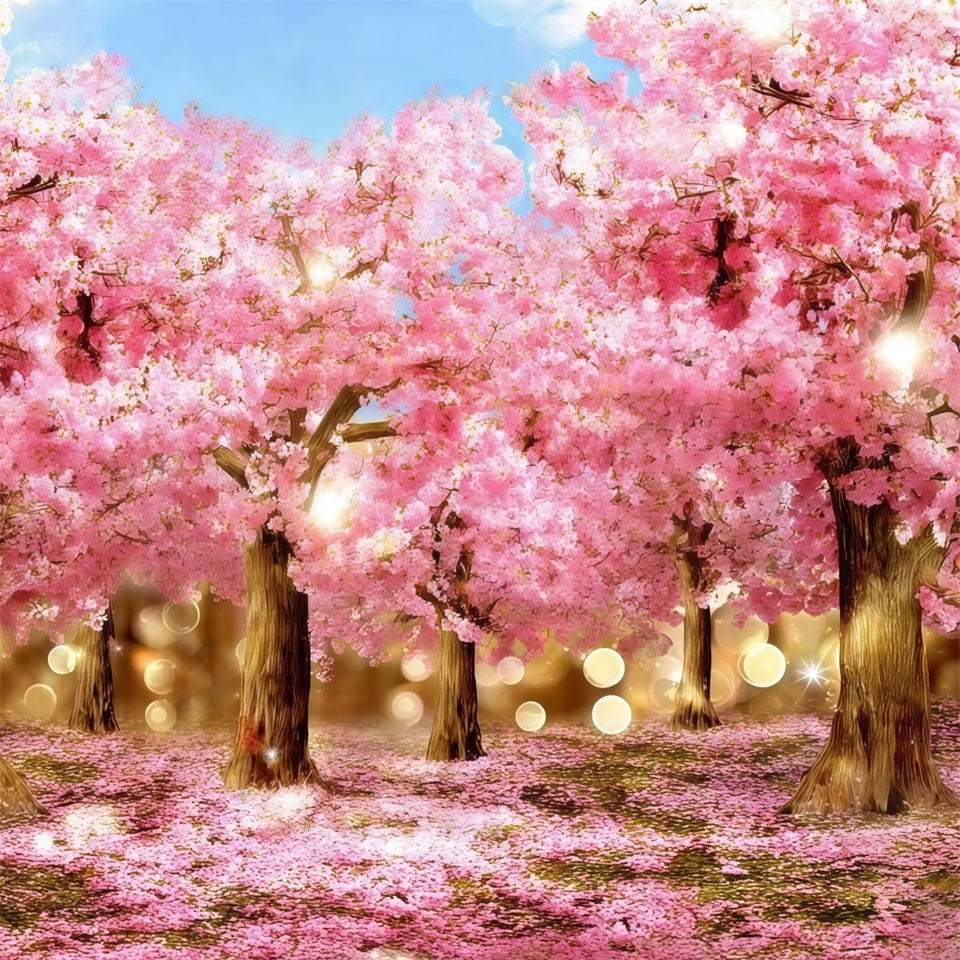 Kirschblüten-Hintergrund Ideen Funkelnde rosa Blüten Wald Blumenhintergrund Fotografie CSH61-136
