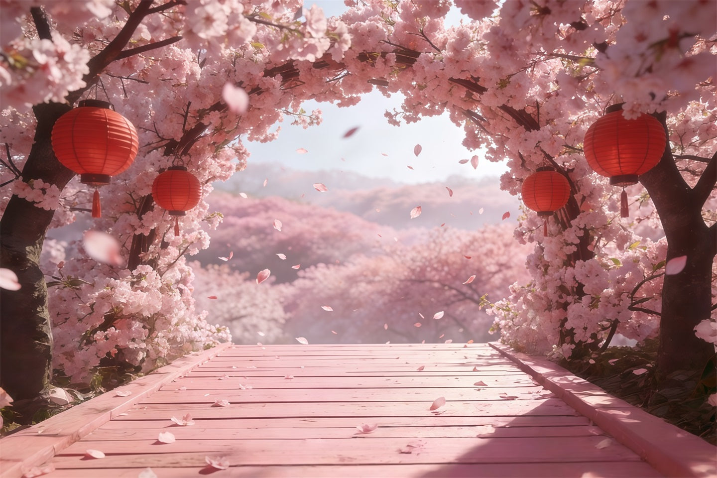 Kirschblüten-Hintergrund Ideen Rosa Blumen Laternenbogen Blumenhintergrund Fotografie CSH61-137