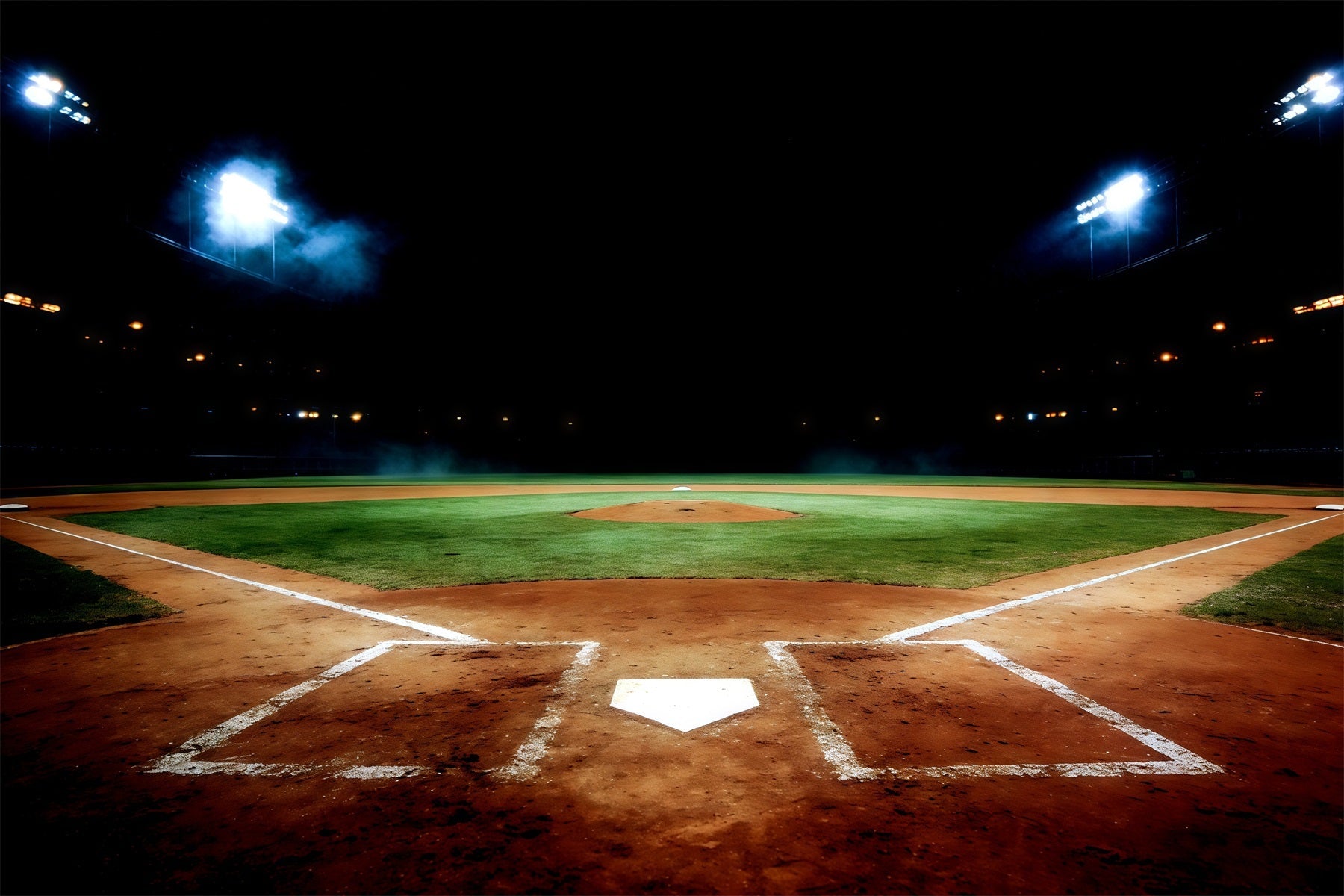 Baseballfeld-Hintergrund Nachtstadion Home Plate Sportfoto-Hintergrund CSH61-177