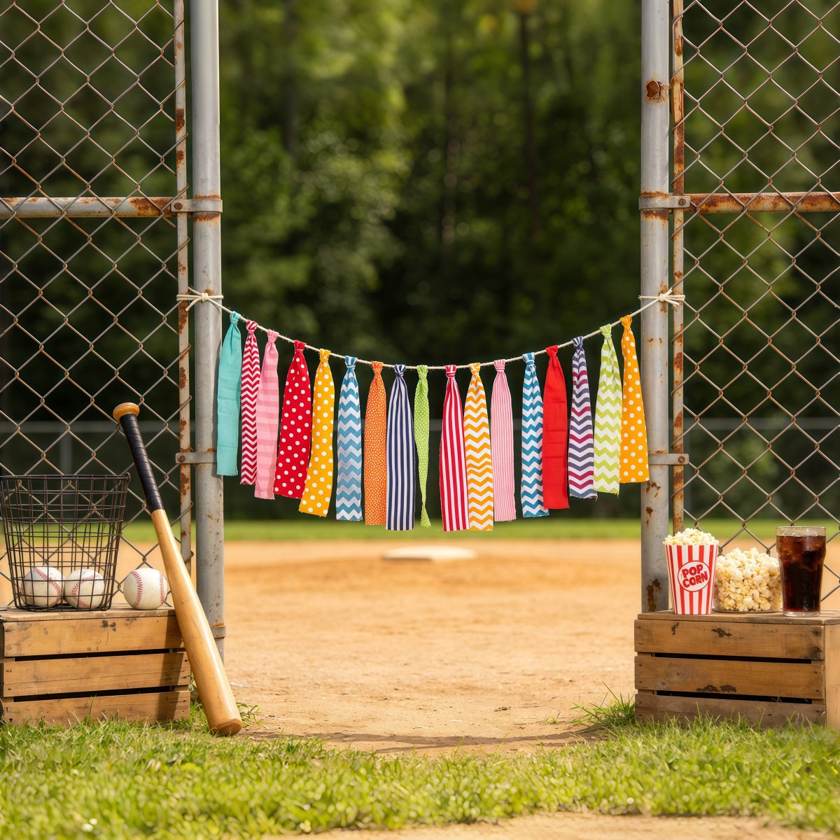 Baseballfeld-Hintergrund Verspielte Dugout-Party-Tor Sport-Themenhintergrund CSH61-183