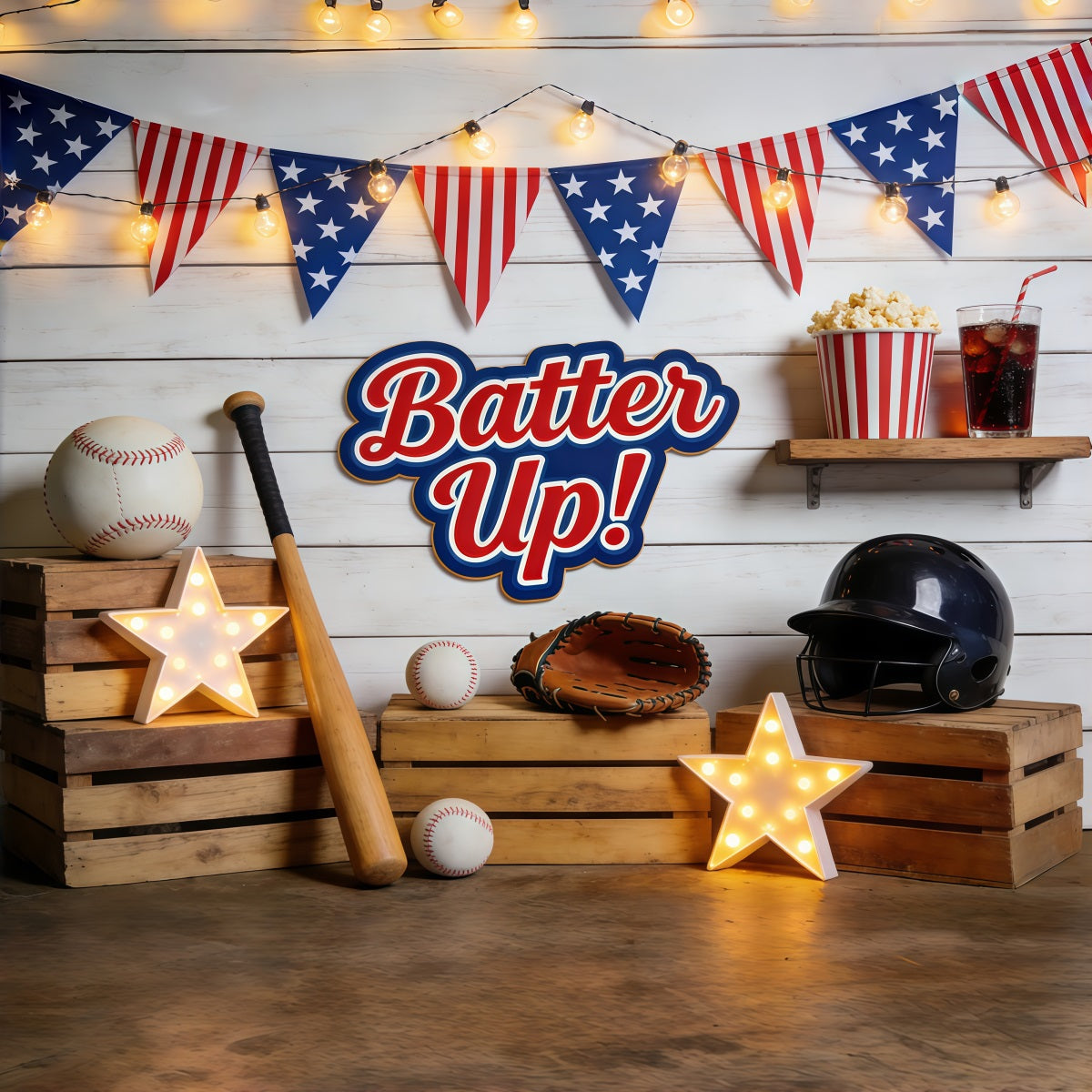 Baseball-Fotohintergrund Batter Up Dugout Dekor Sport-Themenhintergrund CSH61-191