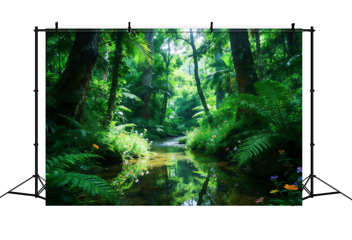 Regenwald-Hintergrund Smaragdgrüner Bach Dschungel Licht Wald-Hintergrund Fotografie CSH61-198
