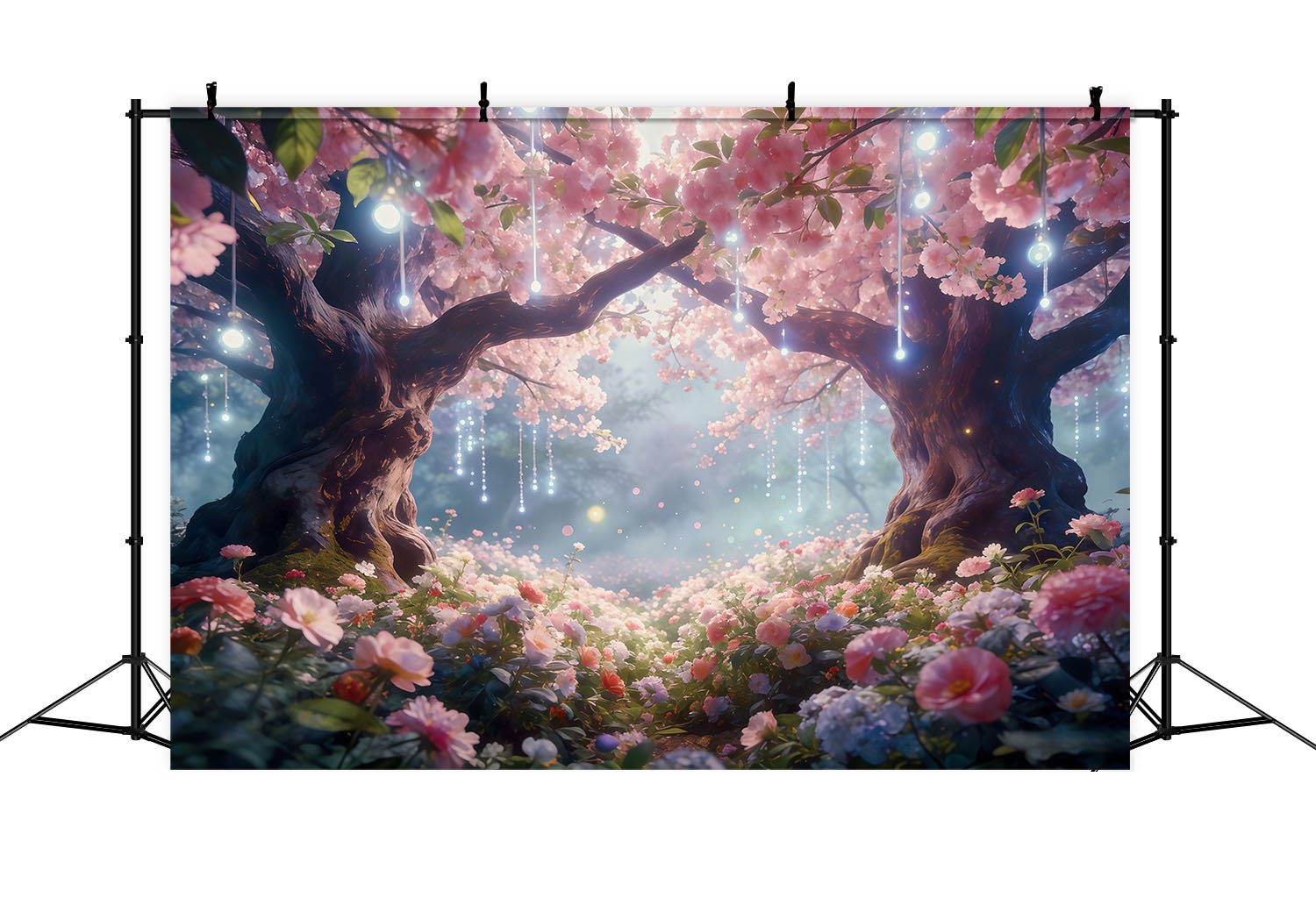 Dämmerungswald-Hintergrund Blush Blossom Light Canopy Wald-Hintergrund Fotografie CSH61-206