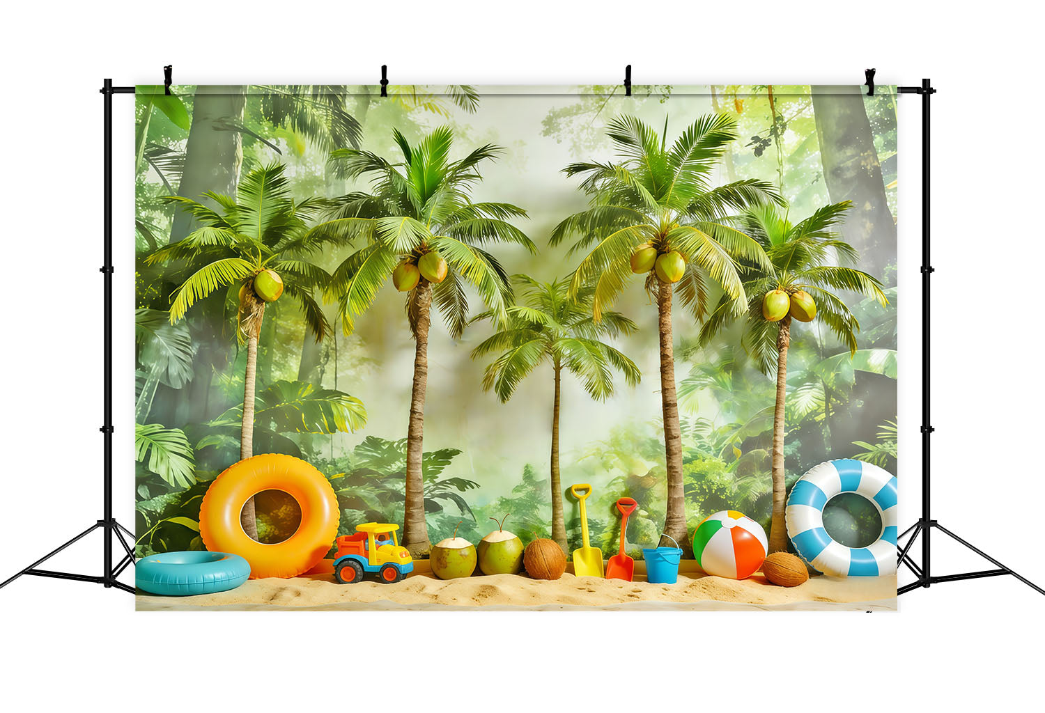 Hintergrund mit tropischem Wald Tropische Palmen Spielparadies Wald-Fotokabinenhintergrund CSH61-219