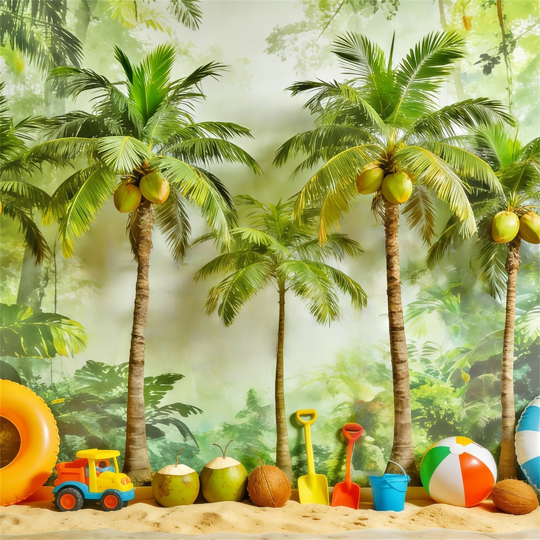 Hintergrund mit tropischem Wald Tropische Palmen Spielparadies Wald-Fotokabinenhintergrund CSH61-219