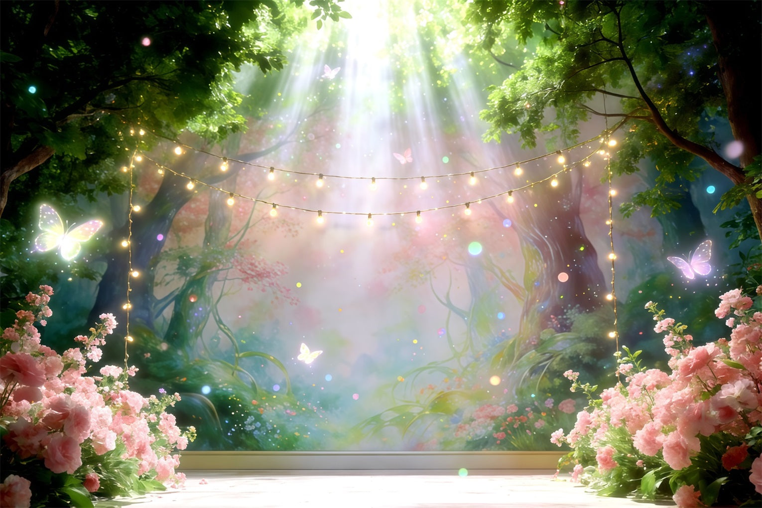 Hintergrund mit verzaubertem Waldmotiv Feenlicht Waldbühne Fotografie-Hintergrund Wald CSH61-222