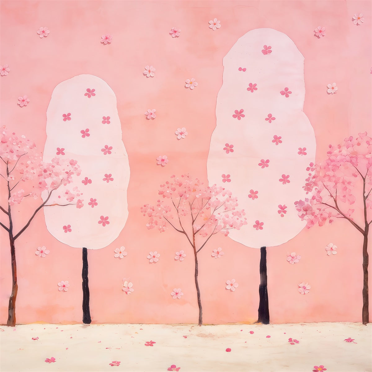 Hintergrund für Wald-Fotokabine Pastellfarbener Kirschbaum Traumhintergrund Waldmotiv CSH61-223