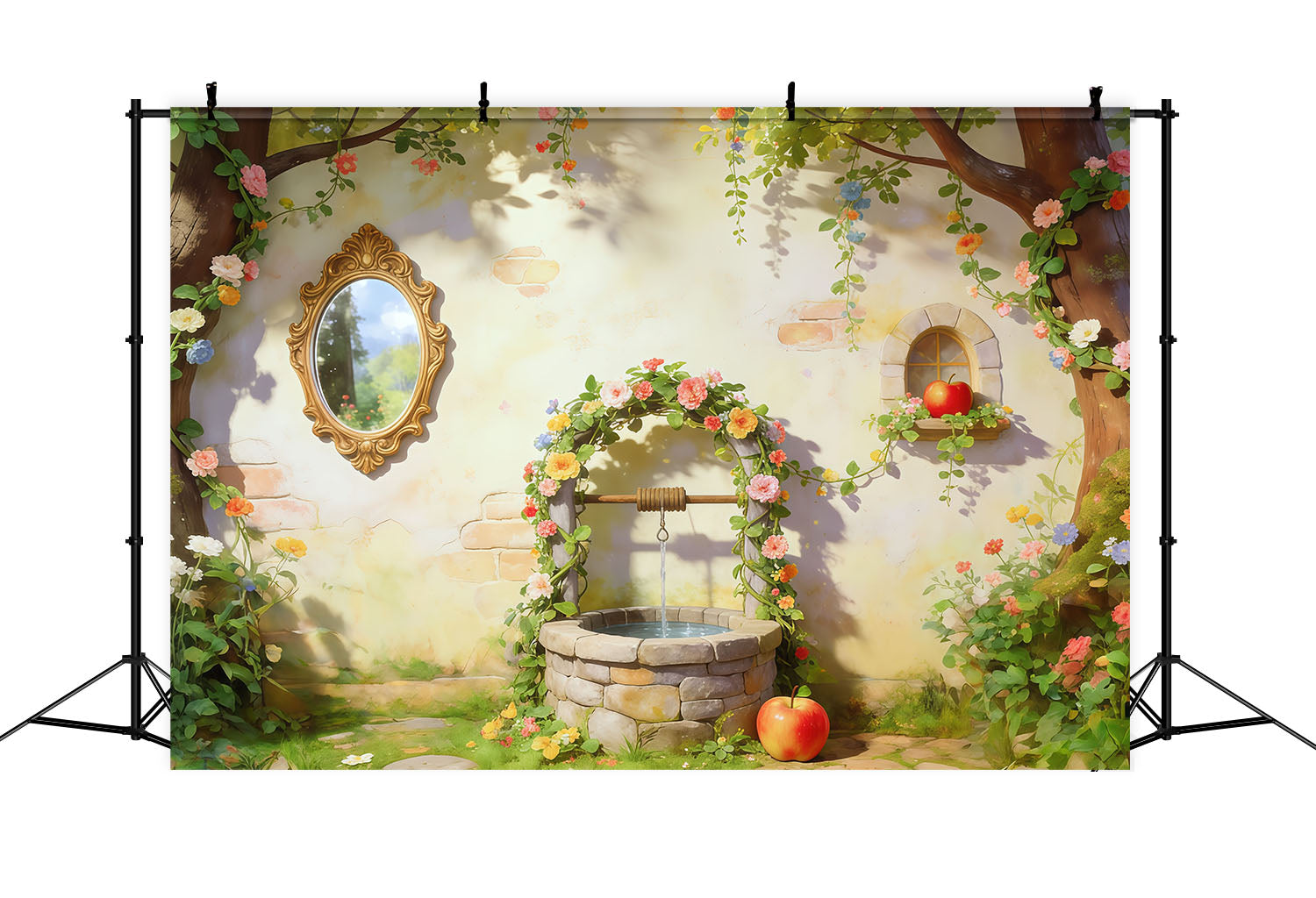 Fantasy-Wald-Hintergrund Verzauberter Garten Wunschbrunnen Wald-Fotohintergründe CSH61-225