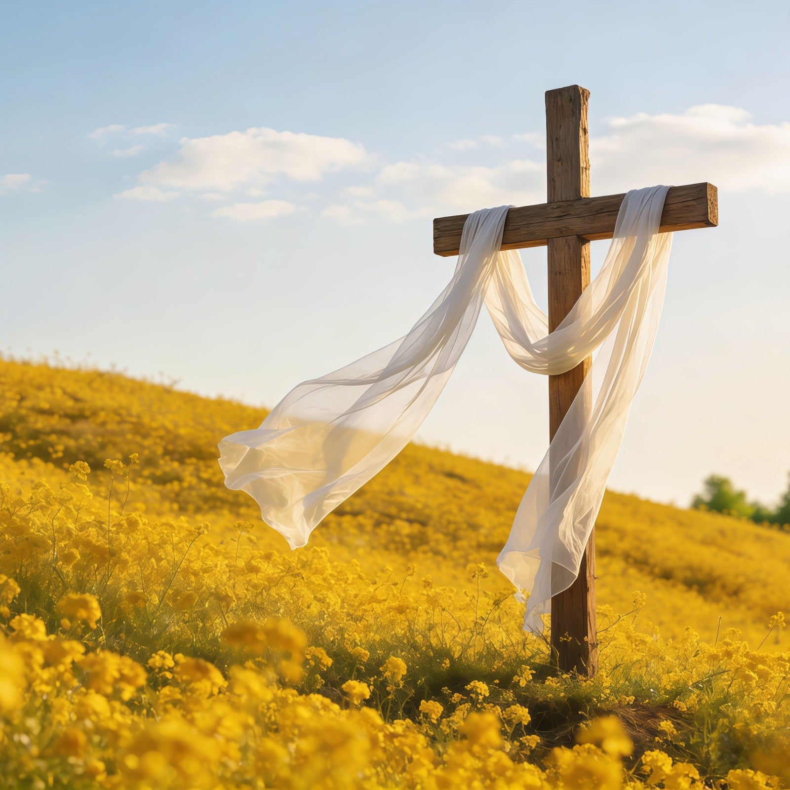 Kreuz-Hintergründe Goldene Wiese Kreuz Sonnenaufgang Oster-Bildhintergründe CSH61-38