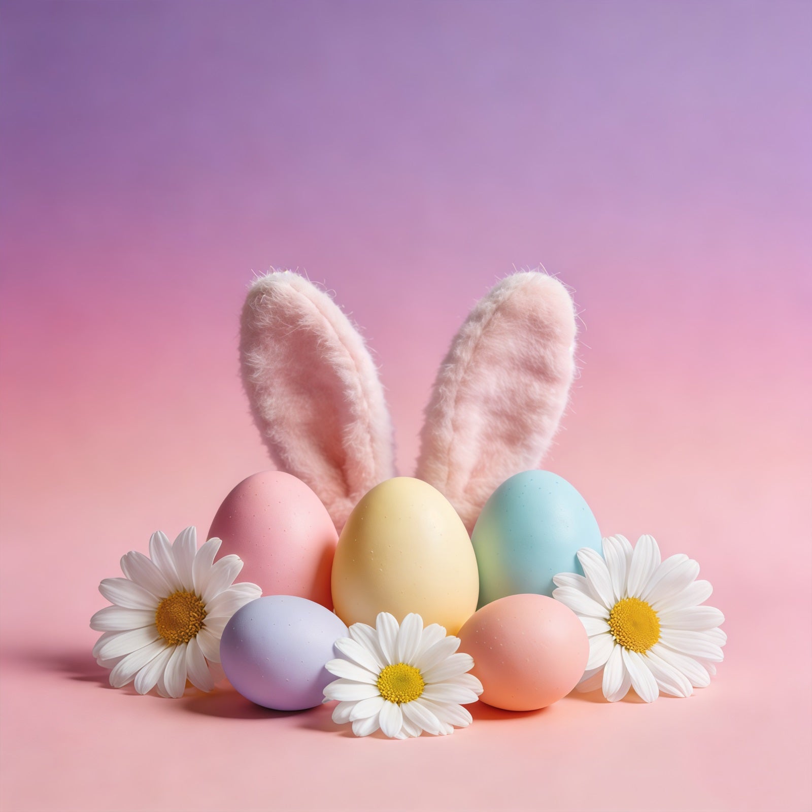 Ideen für Osterhasen-Hintergründe Ohren Pastellfarbene Eier Gänseblümchen Oster-Fotohintergründe CSH61-49