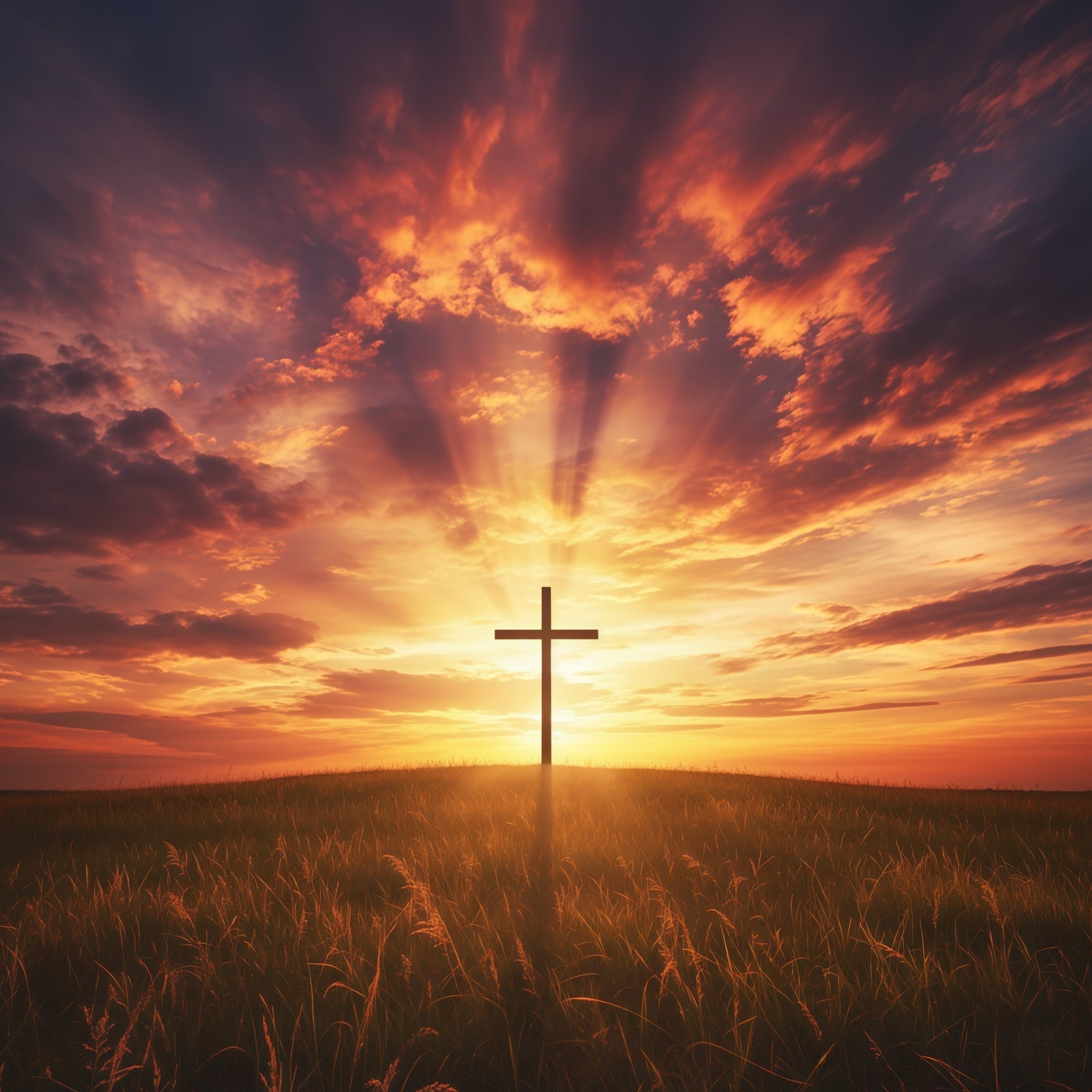 Oster-Fotohintergrund für Kirchen Strahlender Himmel Kreuz Wolken Oster-Hintergründe CSH61-5