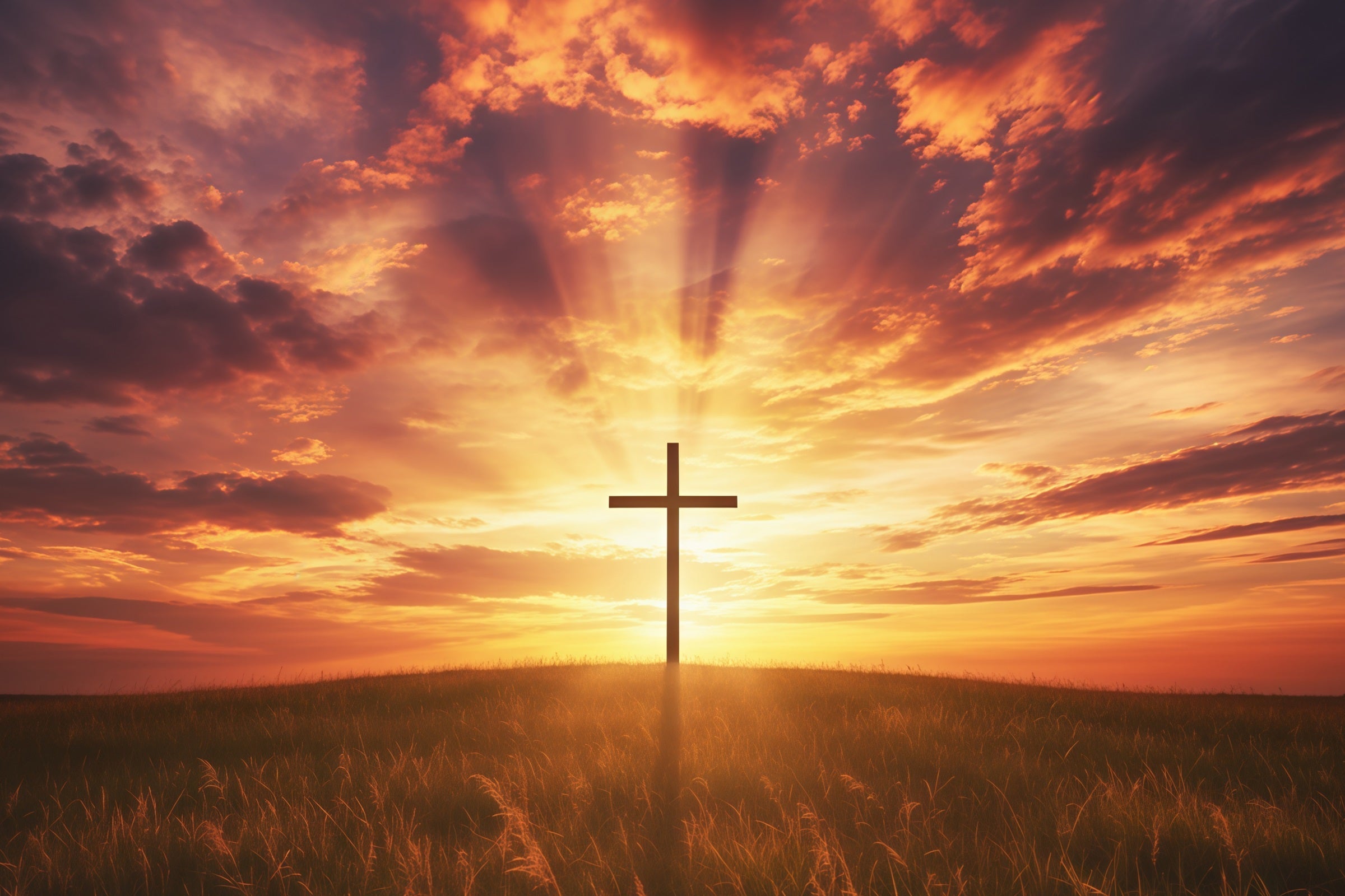 Oster-Fotohintergrund für Kirchen Strahlender Himmel Kreuz Wolken Oster-Hintergründe CSH61-5
