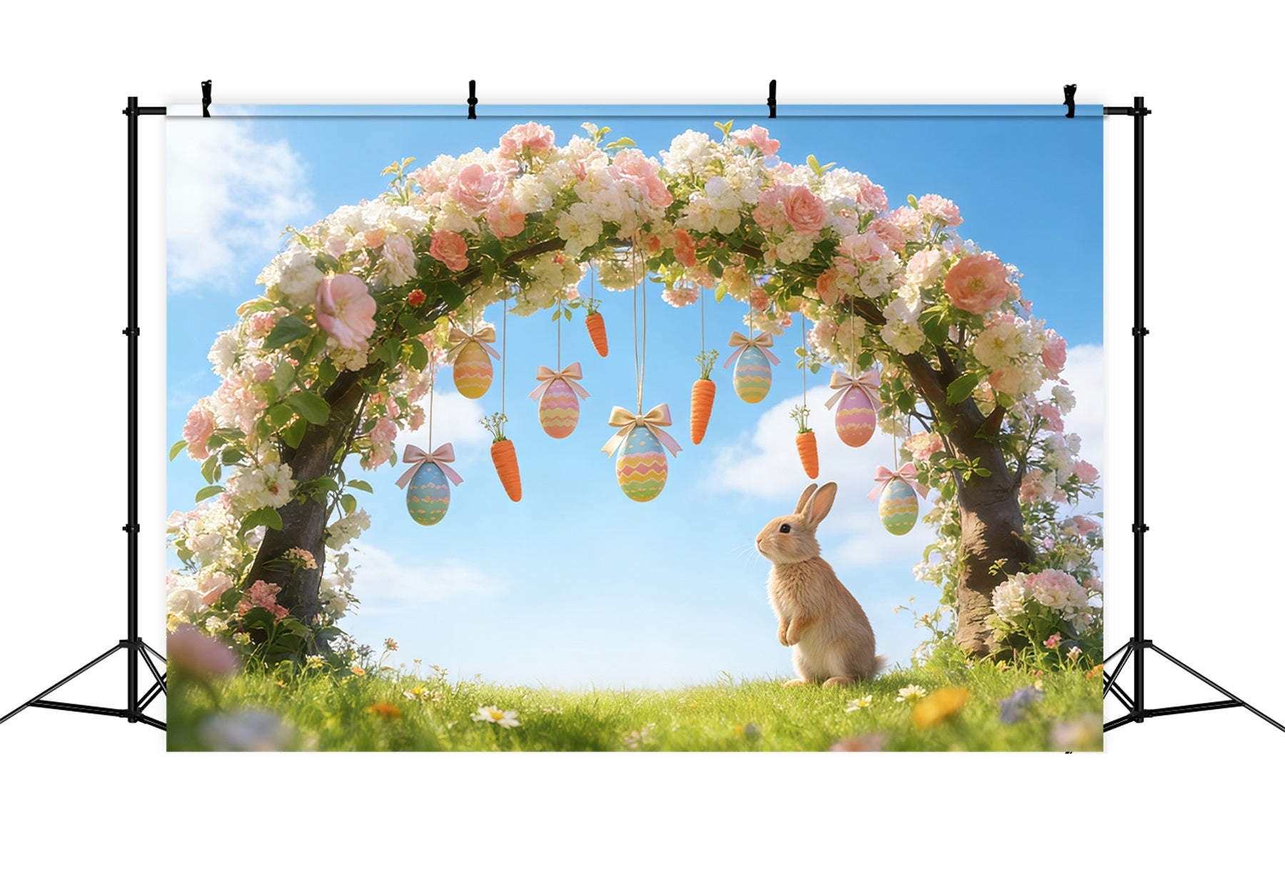Osterbogen-Hintergrund Bunte Eier-Such-Buchstaben Oster-Hintergrund Fotografie CSH61-55